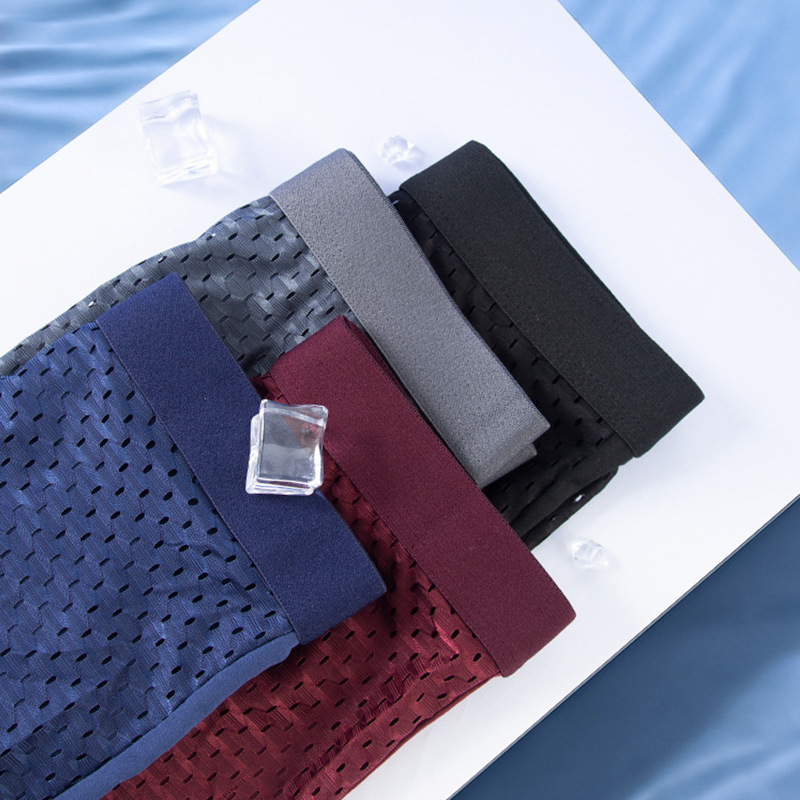 New Men's Underwear Men's Ice Silk Mesh Boxer Breathable Mesh Boxer Shorts Youth Shorts Summer