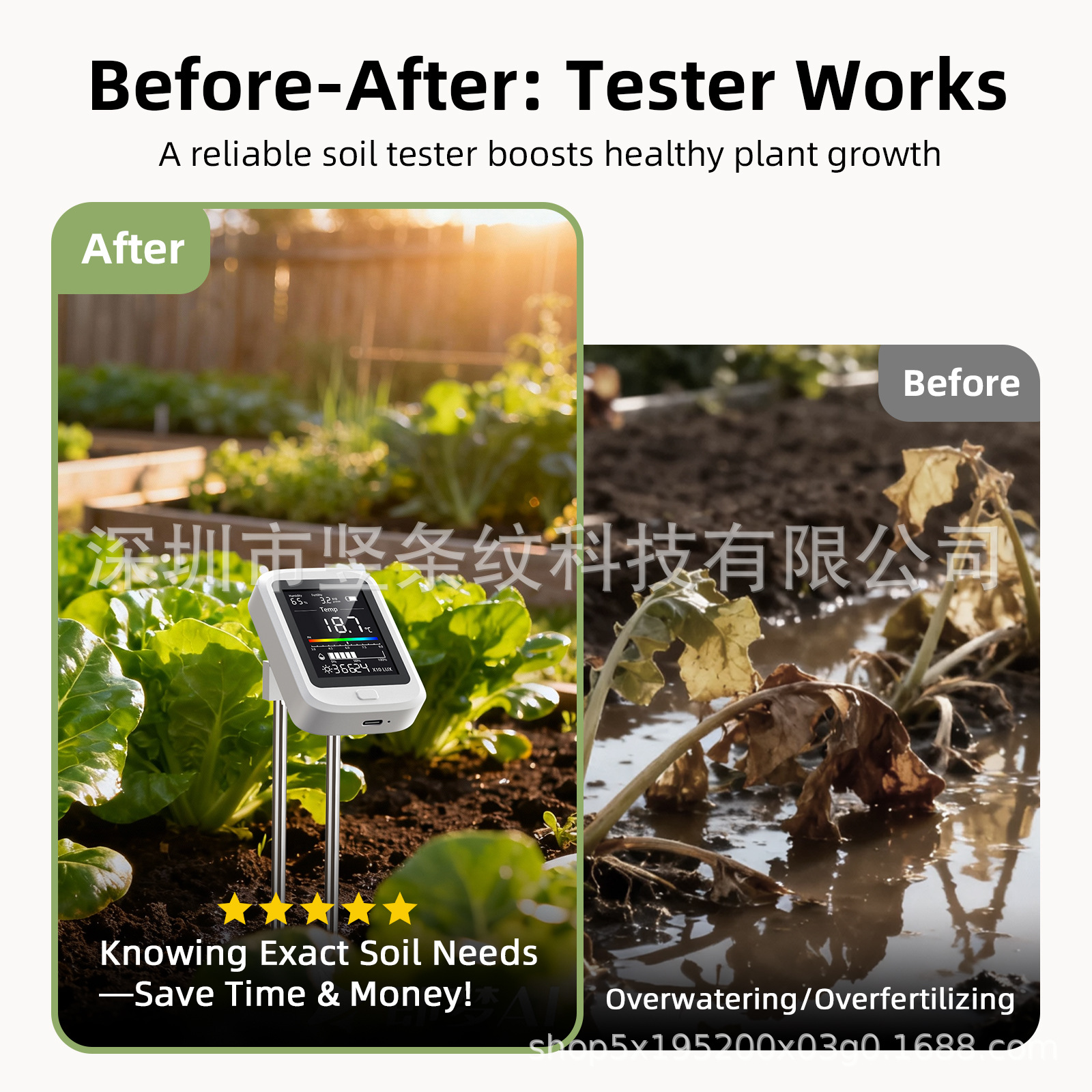 Soil Tester Cross-Border New Product Double Needle High-Precision Tester Six-In-One / Celsius