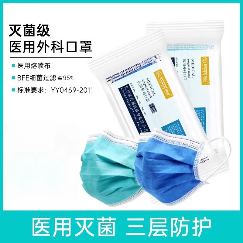 Медицинские хирургические маски Yixin 20 штук трехслойные с фильтром из спанбонда, дышащие и без запаха