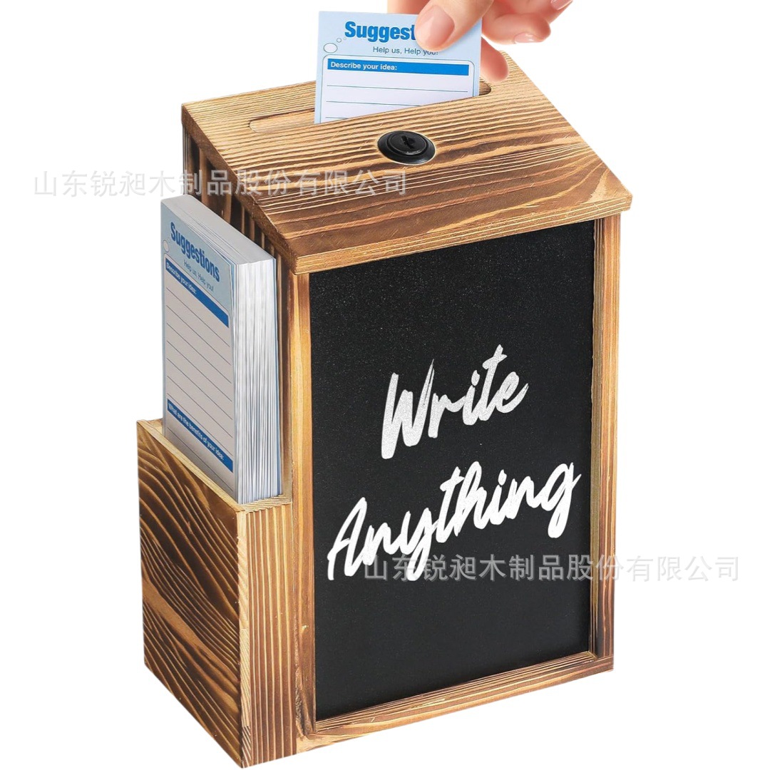 Винтажный деревянный ящик для пожертвований, настенный ящик для предложений с черной доской и замком