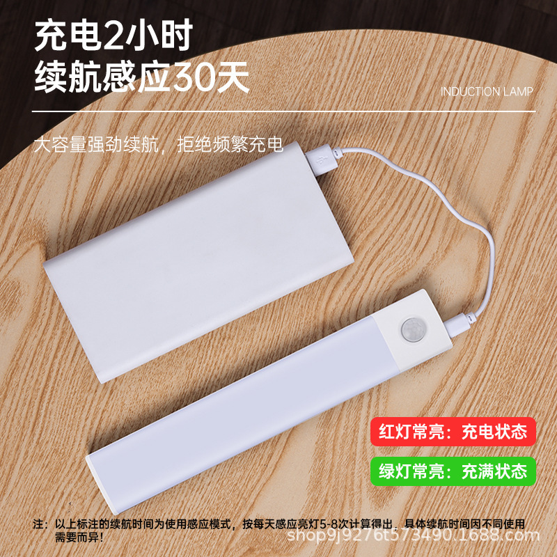 Ultra-Thin Smart Human Body Sensor Led Light Strip Magnetic Self-Adhesive Rechargeable Cabinet Wardrobe Wine Cabinet Light Strip