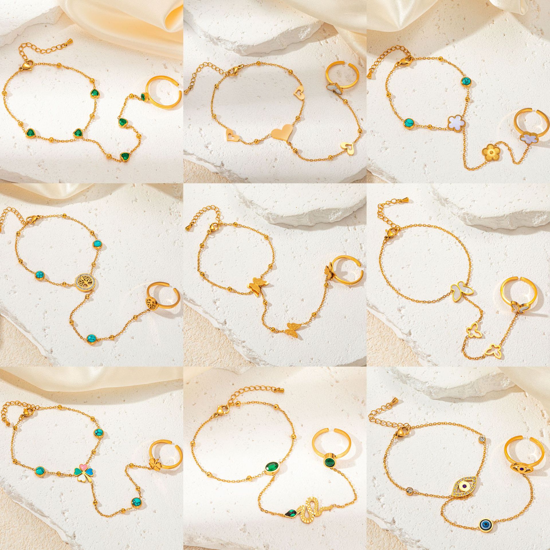 Кросс-бордерный новый продукт, нишевый дизайн, браслет из нержавеющей стали, простой титановый браслет с золотым покрытием, браслет в форме бабочки