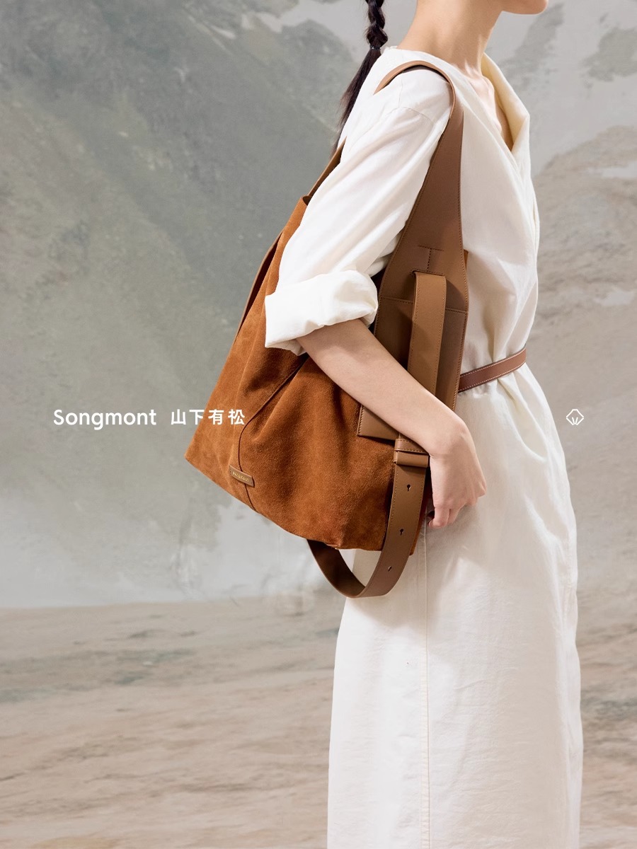 Songmont Yamashita Yousong Large and Small Suede Ear-Hanging Tote Bag Casual Lazy Work Clothing Shoulder Crossbody Bag
