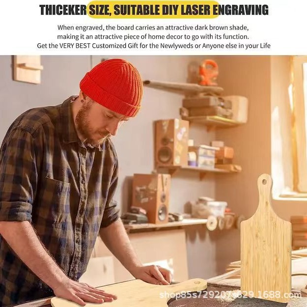 Amazon bamboo chopping board restaurant wooden pizza board with handle western style steak board household cutting board fruit board