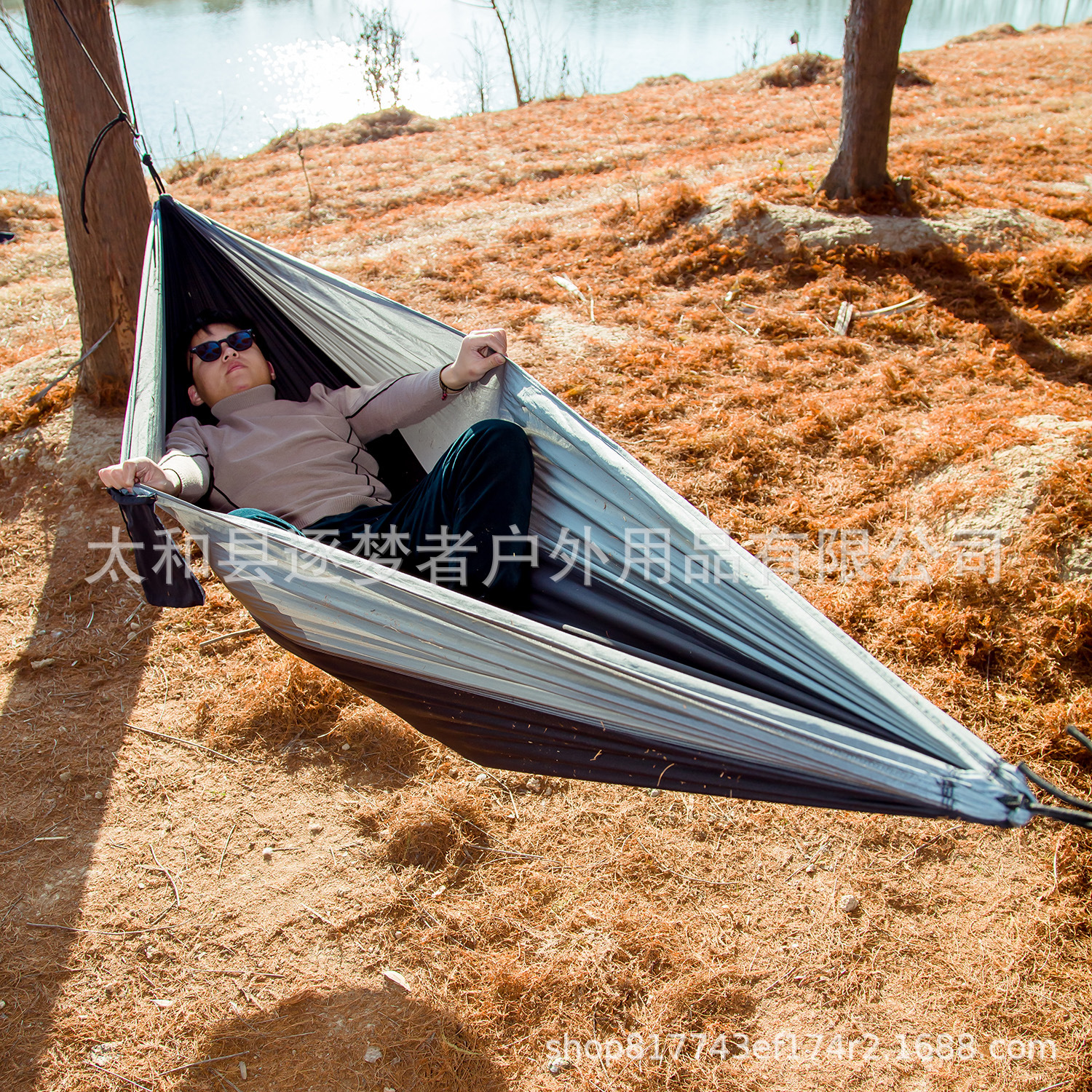 Outdoor hammock single double parachute cloth off bed Nylon spinning swing anti-rollover color matching foreign trade factory direct sales