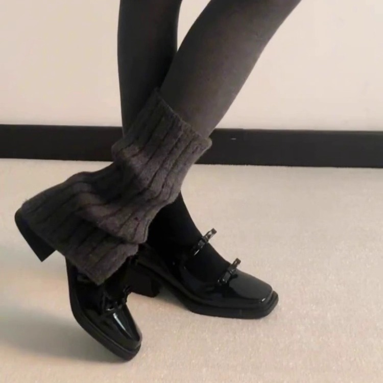 Sheepskin Version ~ Small Fragrant Bow Elastic Slim Boots 2025 Versatile Square Toe Thick Heel Back Zipper Slimming Look Socks Boots