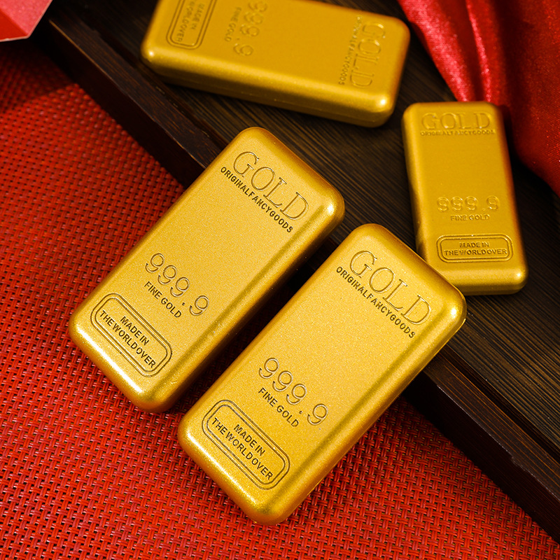 Большой имитированный золотой слиток, пескоструйный образец, декор для банка, золотой кирпич