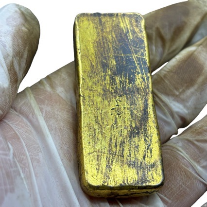 Antique Brass Solid Casting Gold Bar Qing Dynasty Cunwu Gold Ingot Random Era Antique Antique Collection
