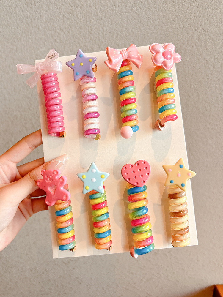 Girls' Hair Tie Children's Little Star Bubble Braid Hair Ring 2025 New Braiding Tool High Ponytail Telephone Wire Hair Accessory