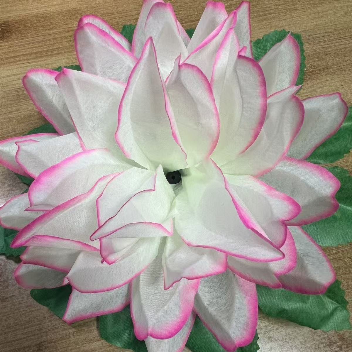 New Artificial Flower 20cm Lotus Lantern Non-Woven Silk Flower with Leaves Lotus Manufacturer in Stock