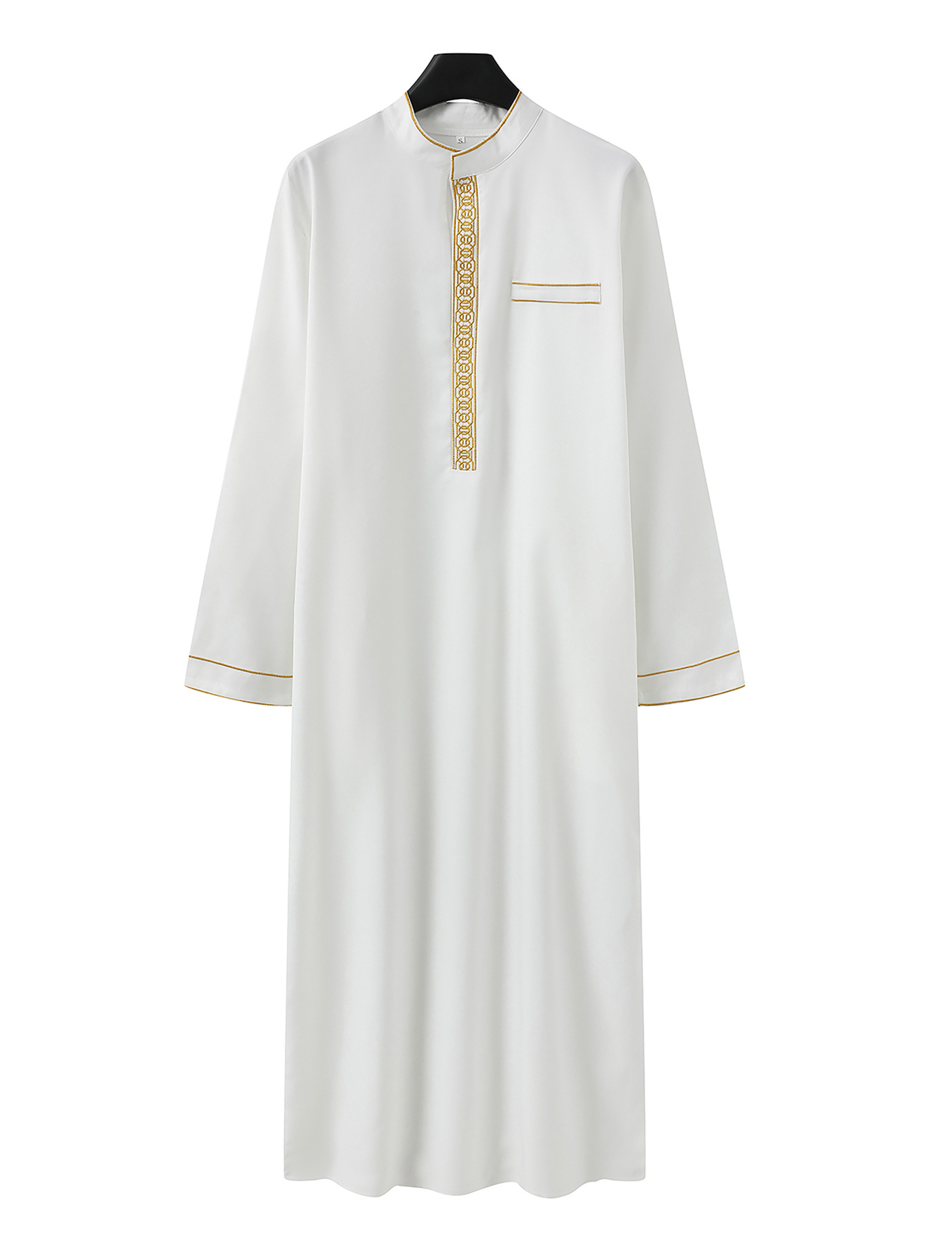 Cross-Border Middle Eastern Men's Robe Long-Sleeved Embroidered Stand-Up Collar Arabic Loose Men's Muslim Robe (Ready in Stock)