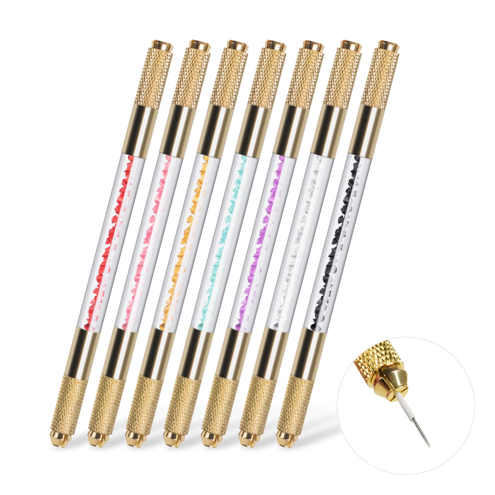 Factory direct gold double-headed crystal embroidery pen No. 4 eyebrow pencil multifunctional embroidery handmade pen