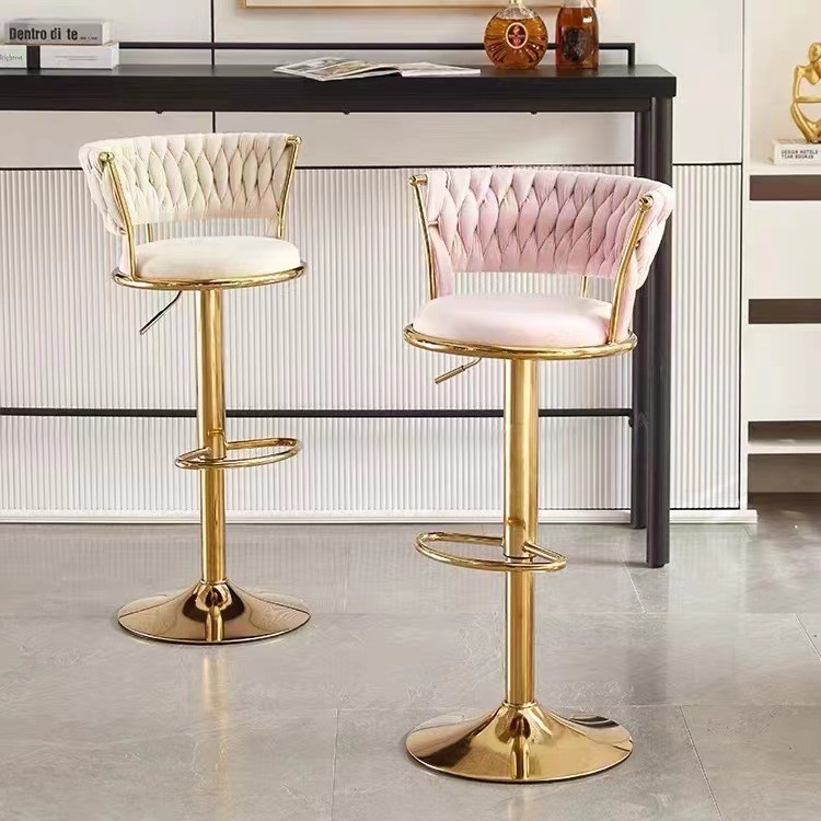 Golden Bar Chair Nordic Light Luxury Lifting Rotating Bar Chair Modern Simple Bar Chair Home High Stool Front Desk Chair