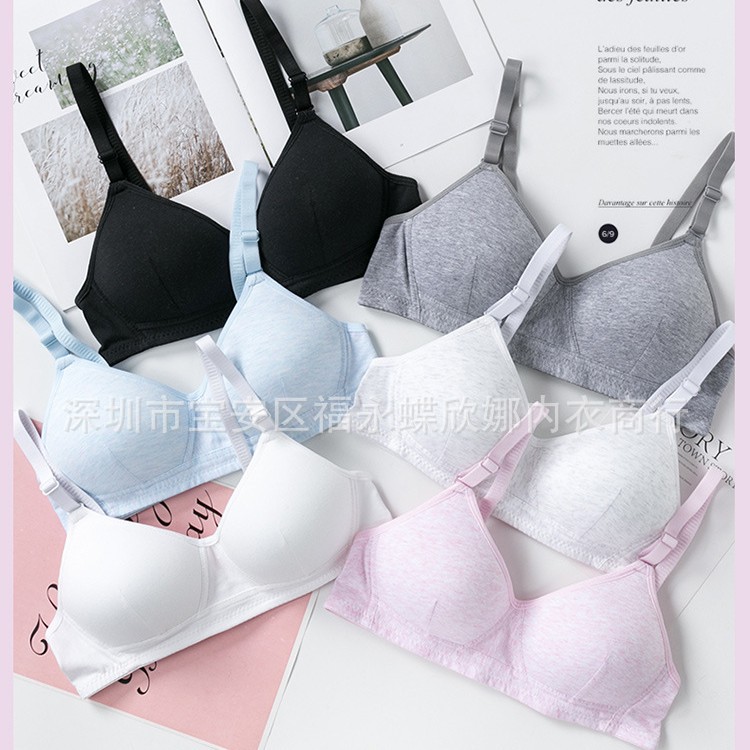Girls' Bra Pure Cotton Thin Bra No Steel Ring Girls' Developmental Underwear Junior High School Students Senior High School Students Bra
