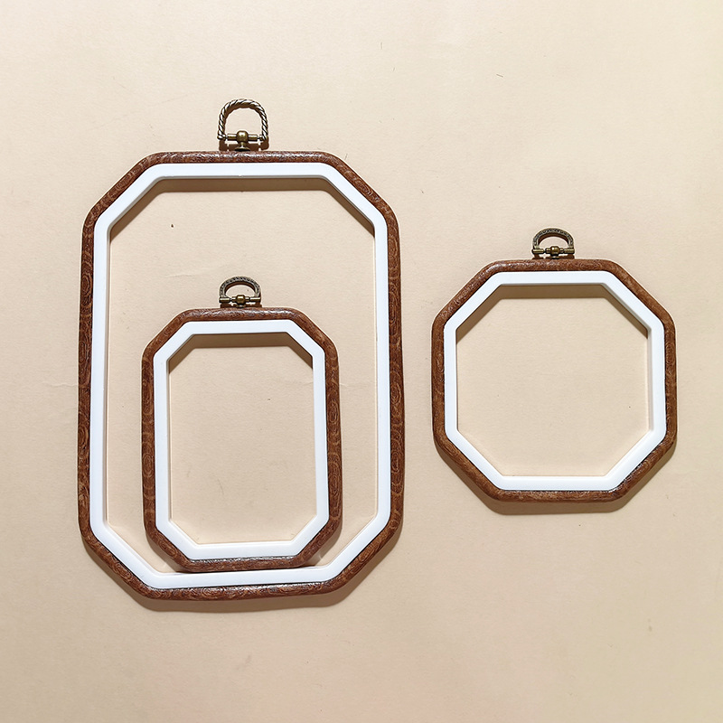 Cross-Border Hot-Selling Antique Embroidery Hoop DIY Hand Embroidery Tools Imitation Wood Grain Embroidery Hoop Decorative Vintage Round Oval
