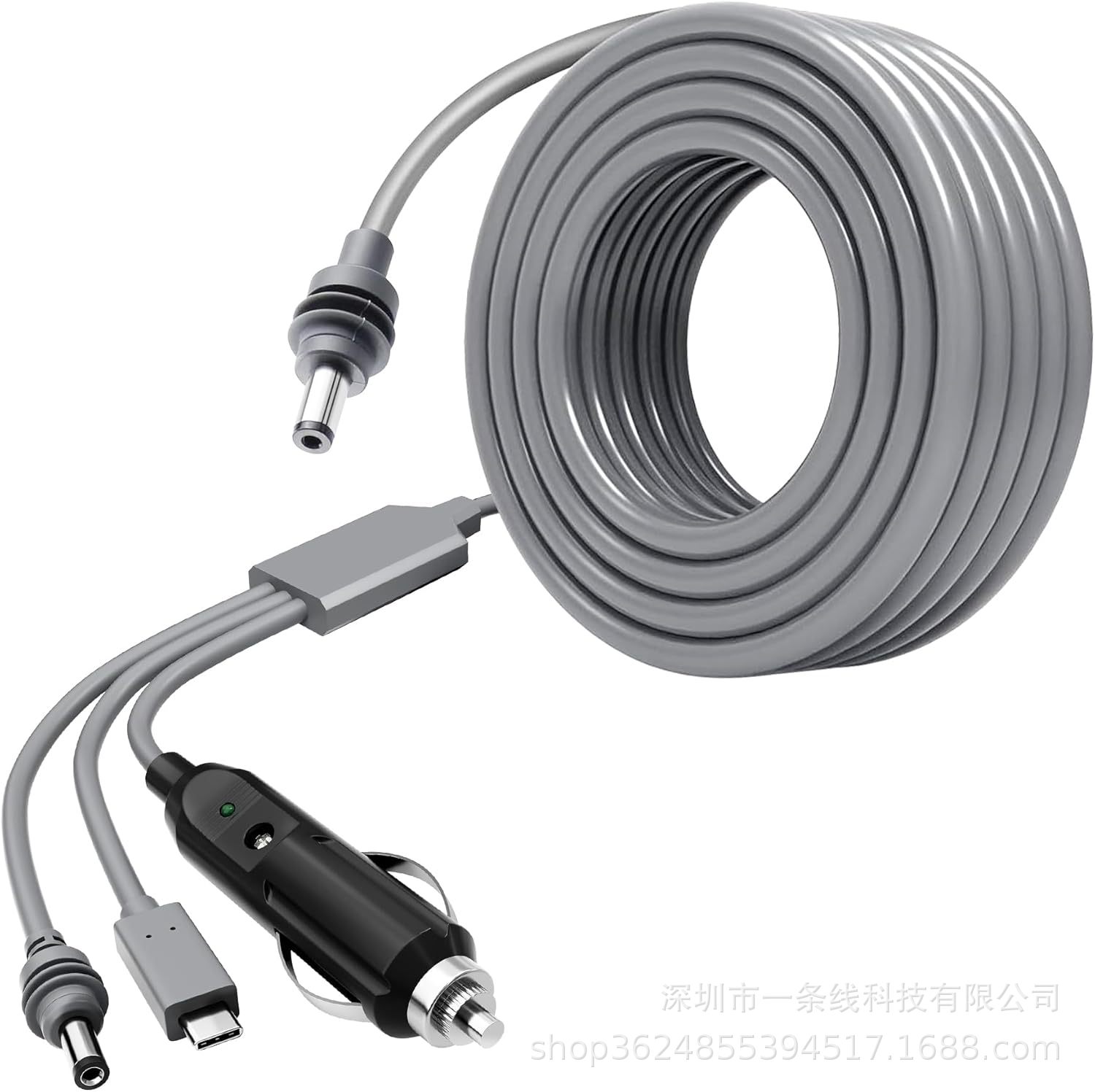 Трехвостовой Dc мини звёздный сетевой кабель 5м 3-в-1 автомобильный прикуриватель 5м