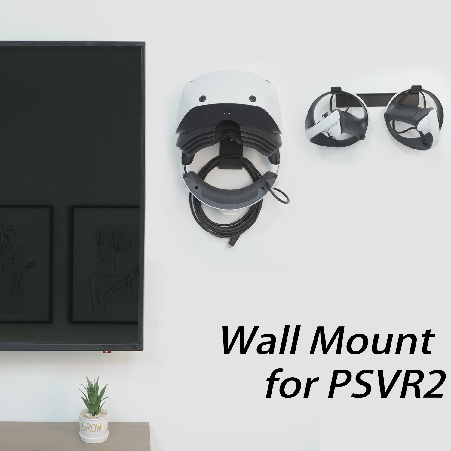 Monzlteck PSVR2/PSVR1 virtual reality headset wall mount controller VR storage