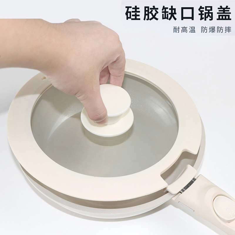 Крышка для кастрюли из силикона с выемкой, закаленное стекло, плоская крышка, съемная ручка, для сковороды, супа, молока, оптовый производитель