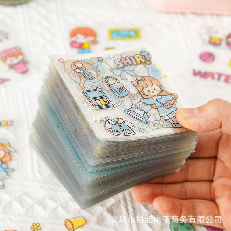 100 Non-Repeating Cross-Border Bulk Handbook Stickers Cartoon Pet Waterproof Stickers Decorative Material Handbook Stickers