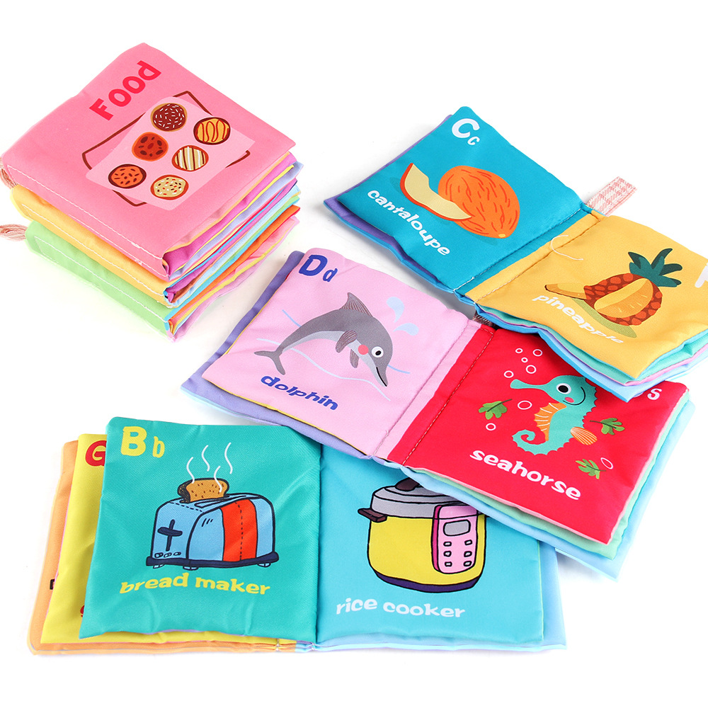 Cross-Border Baby Cloth Books for Cognitive Development, Children's Enlightenment Books with Crinkle Paper, Early Education Cloth Books for Infants, Wholesale