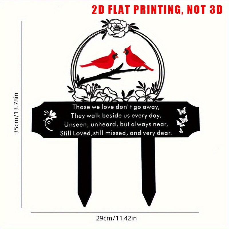 2026 New Cross-Border Dropshipping 1 Piece Red Bishop Bird Memorial Garden Sign Cardinal Graveyard