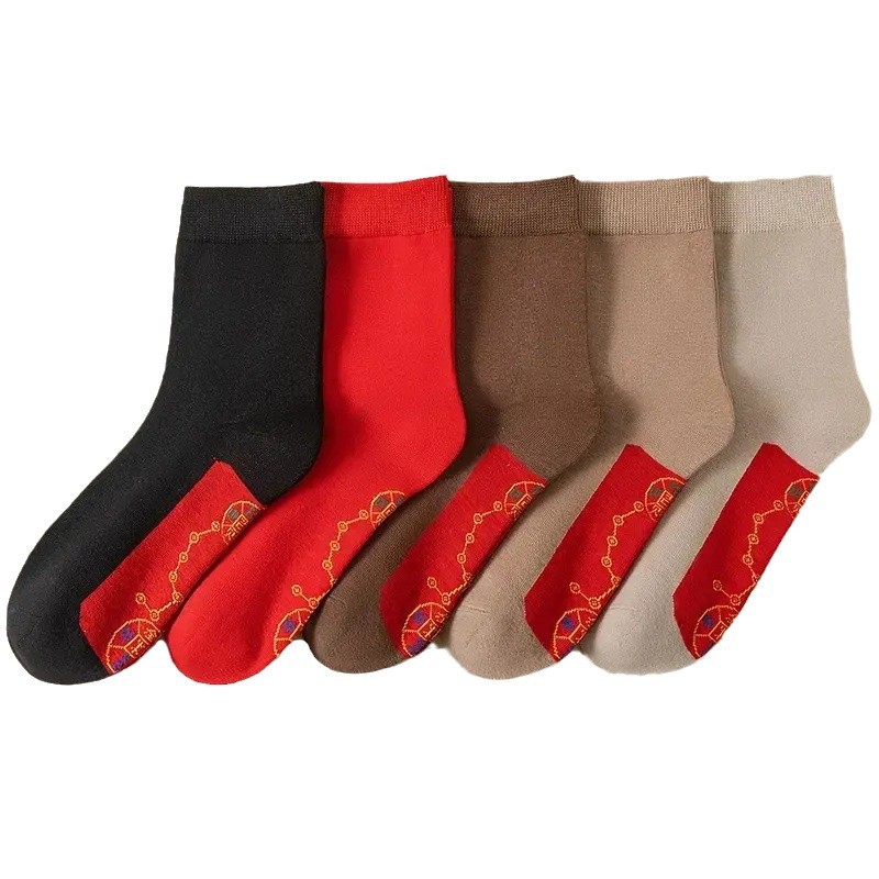 Year of the Snake Benmingnian Red Socks for Men and Women Autumn and Winter Youth Mid-length Socks New Year Festive Red Socks Red Stockings