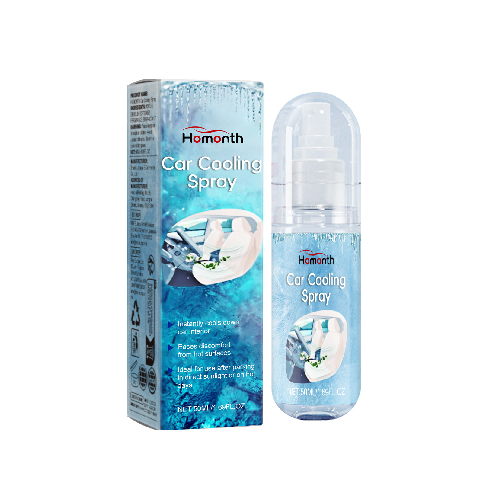 Homonth Car Cooling Spray Summer Car Cooling Agent Cooling Cooling Car Interior Cool and Plaid Driving