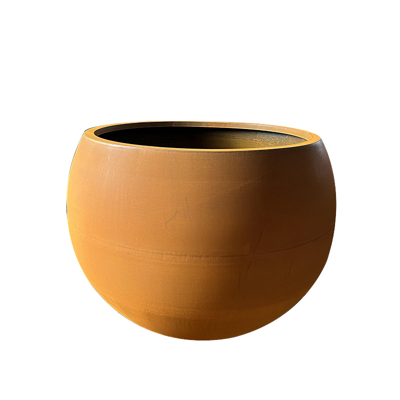 Spot Wholesale Weather-Resistant Steel Rust Color Flower Box Outdoor Park Landscape Weather-Resistant Flower Pot Red Rust Board Factory Direct Supply