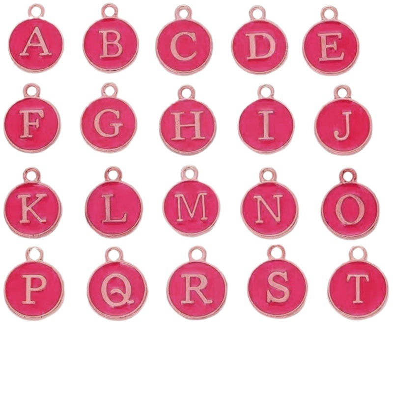 English letter brand alloy Jewelry pendant colorful round drop oil diy necklace bracelet earrings pendant accessories