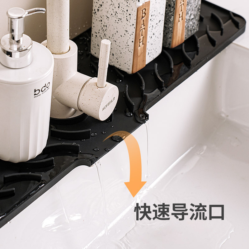 Cross-Border Button Drain Pad Wavy Suction Cup Silicone Faucet Kitchen Sink Storage Pad Wash Basin Leak-Proof