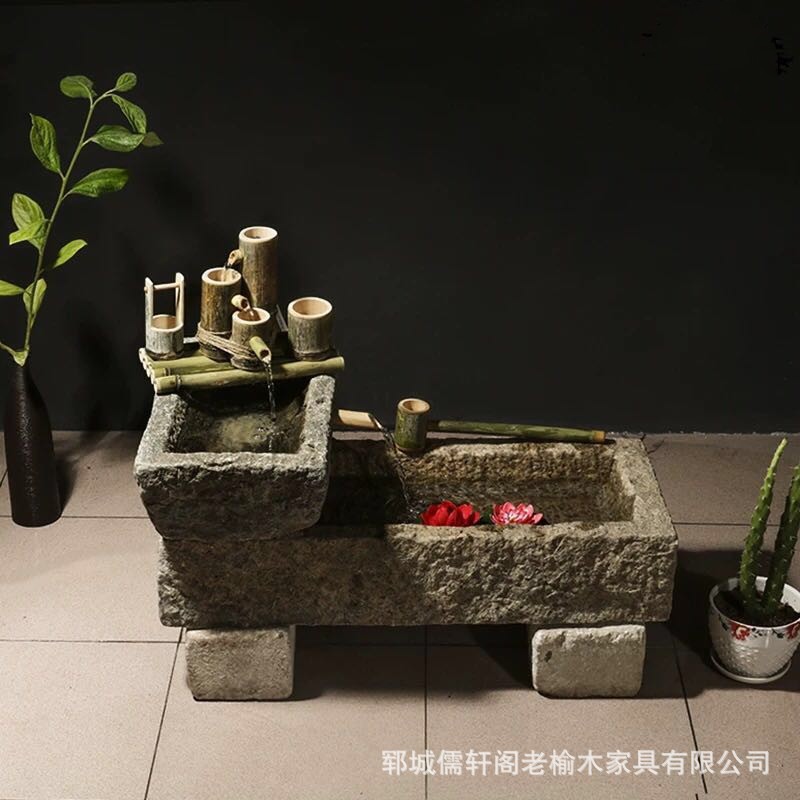 Old Stone Trough Stone Millstone Courtyard Flowing Water Ornaments Bluestone Stone Trough Fish Tank Flower Pot Balcony Fish Lotus Pond Landscape