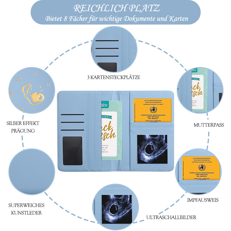 The cover of the cross-border special A5 maternity log is equipped with partitions such as ultrasound image insurance card vaccination certificate.