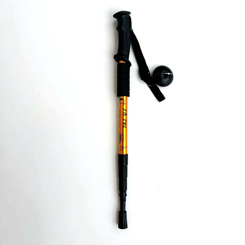 Cross-Border Shock-Absorbing High-Strength Trekking Pole Ultra-Light Aluminum Alloy Four-Section Curved Handle Straight Handle Telescopic Crutches Wholesale in Stock