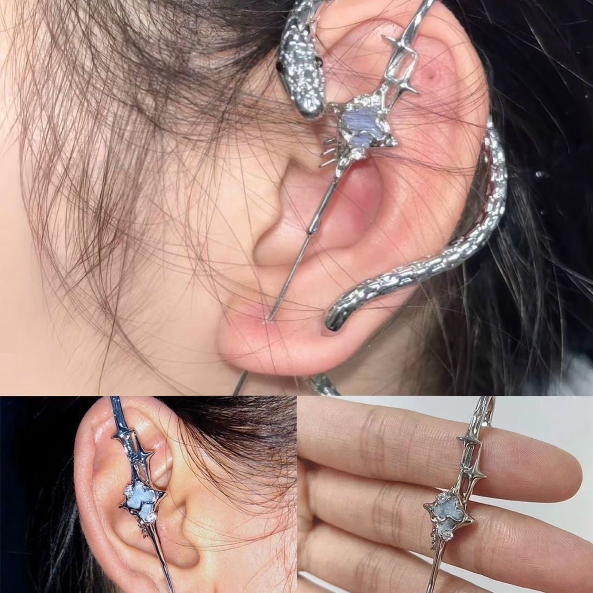 Original Xingshou Series Piercing Earrings Four-Pointed Star Earrings for Women, Niche Design, High-End, Cool Style Earrings