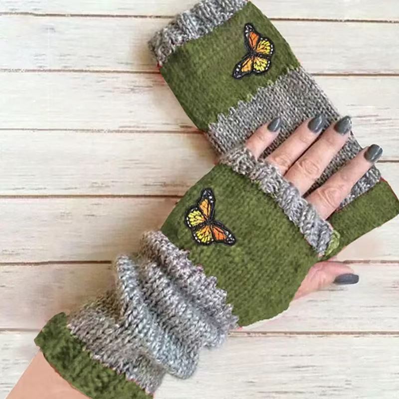 Autumn and Winter New Amazon Wish Independent Station Hot-Selling Fashionable Warm Stitching Embroidered Overseas Gloves Cross-Border