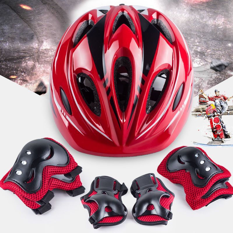 Children's Roller Skating Helmet Protective Gear Set Anti-Fall Skates Skateboard Balance Car Bicycle Knee Pads Full Set of Safety Helmets