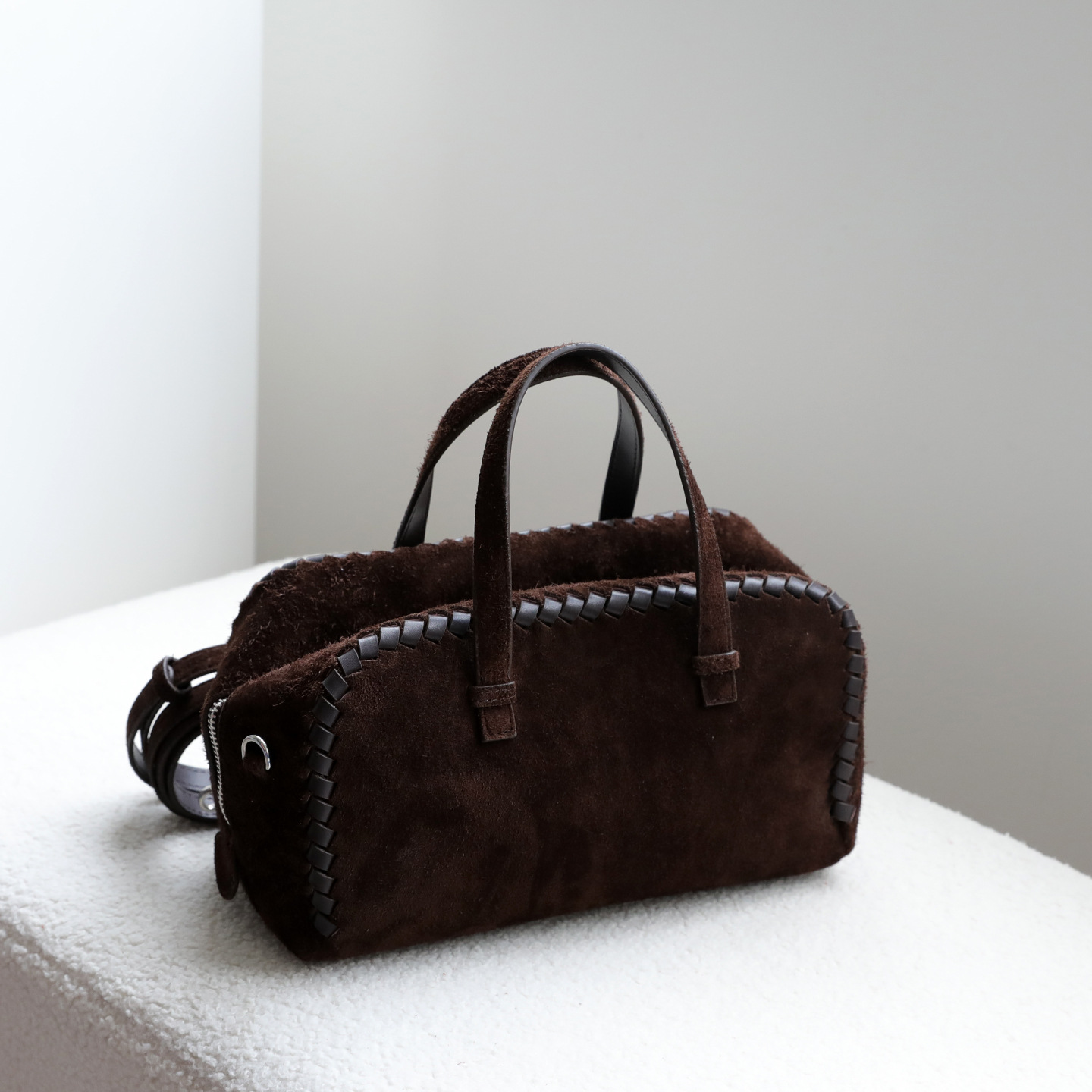 Retro Frosted Cowhide Woven Frosted Large-Capacity Portable Boston Pillow Bag Single Shoulder Crossbody Genuine Leather Women's Bag