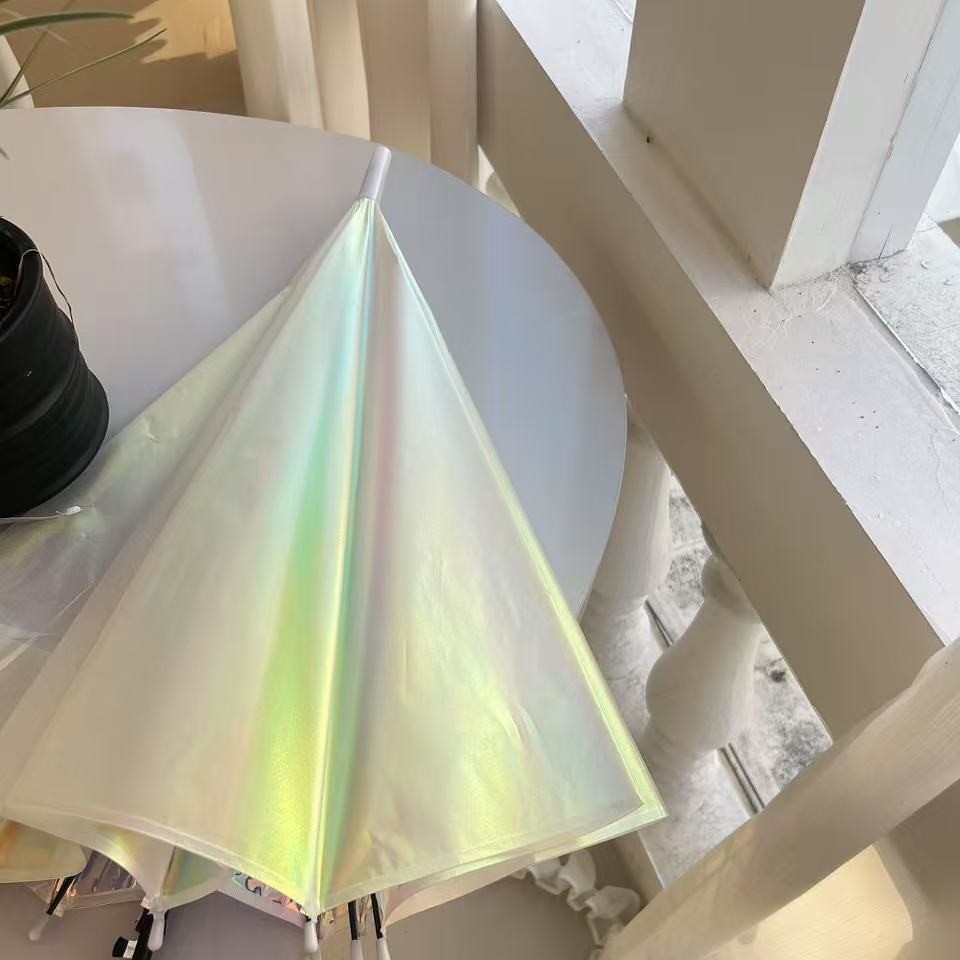 Aurora Laser Phantom Long-Handled Umbrella Automatic Rain or Shine Women's Large Ins High-Value Pure Color Transparent Umbrella