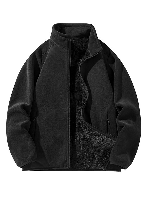 8806 Autumn and Winter Fleece Jacket Couple Men's and Women's Outdoor Stand Collar Austrian Velvet Plus Velvet Cardigan Jacket to Keep Warmth