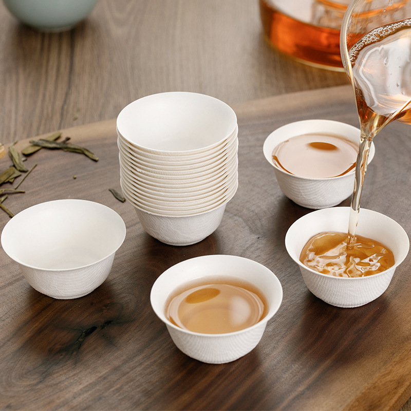 Disposable Kung Fu Tea Cup, High-End Sugar Cane Pulp, Food-Grade Hospitality Tea Cup, Small Odorless Tasting Cup, Thickeneded