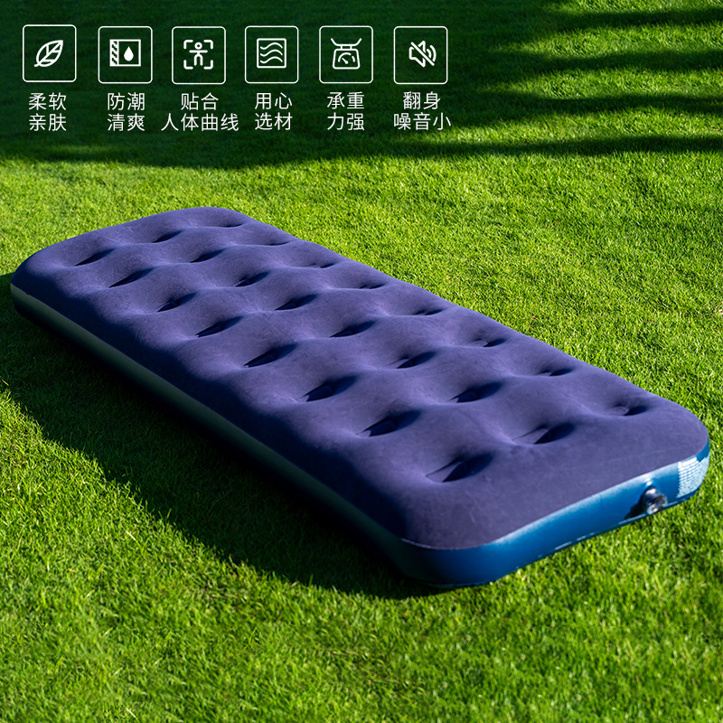 Inflatable Bed Portable Camping Style Tent Sleeping Pad Floor Air Mattress Home Flocked Inflatable Bed Pvc Inflatable Mattress