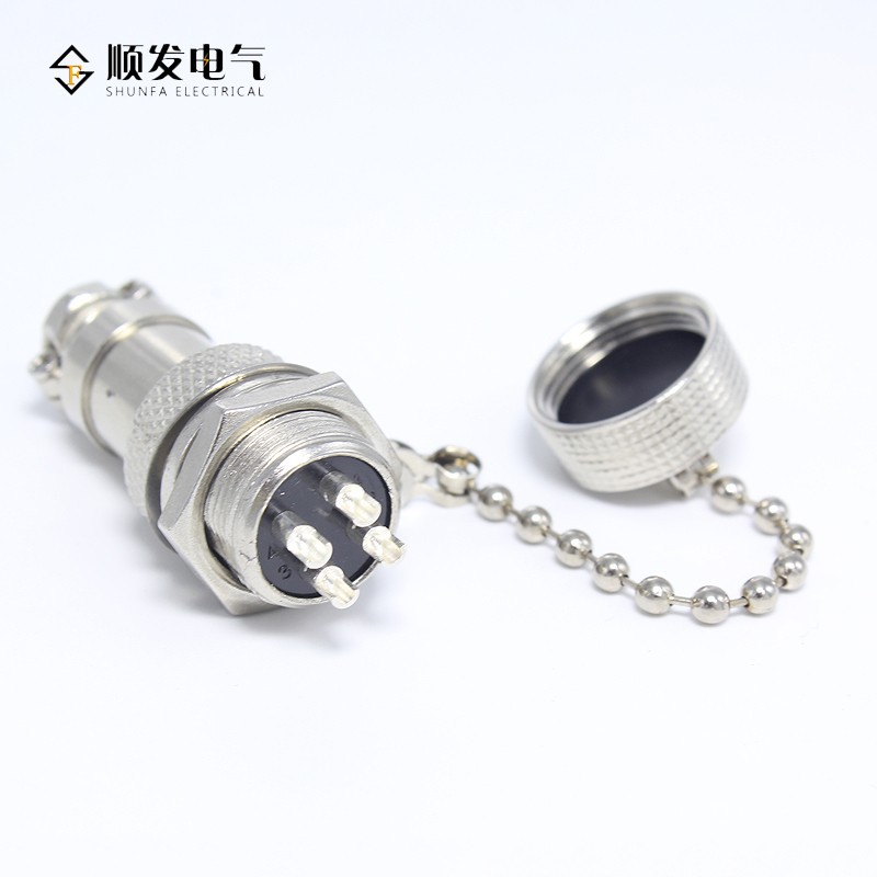 Aviation plug dust cover waterproof cover metal rubber GX12 GX16 GX20 all metal chain