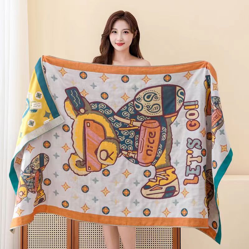 Large Four-layer Adult Cotton Gauze Large Bath Towel Spring and Summer Soft Easy-to-Lose Water Absorbent Quick-drying Super Large Wrapping Towel