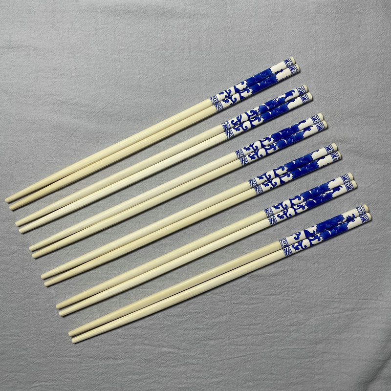 Disposable blue and white porcelain chopsticks 24cm disposable take-out chopsticks restaurant tableware household carbonized chopsticks wholesale