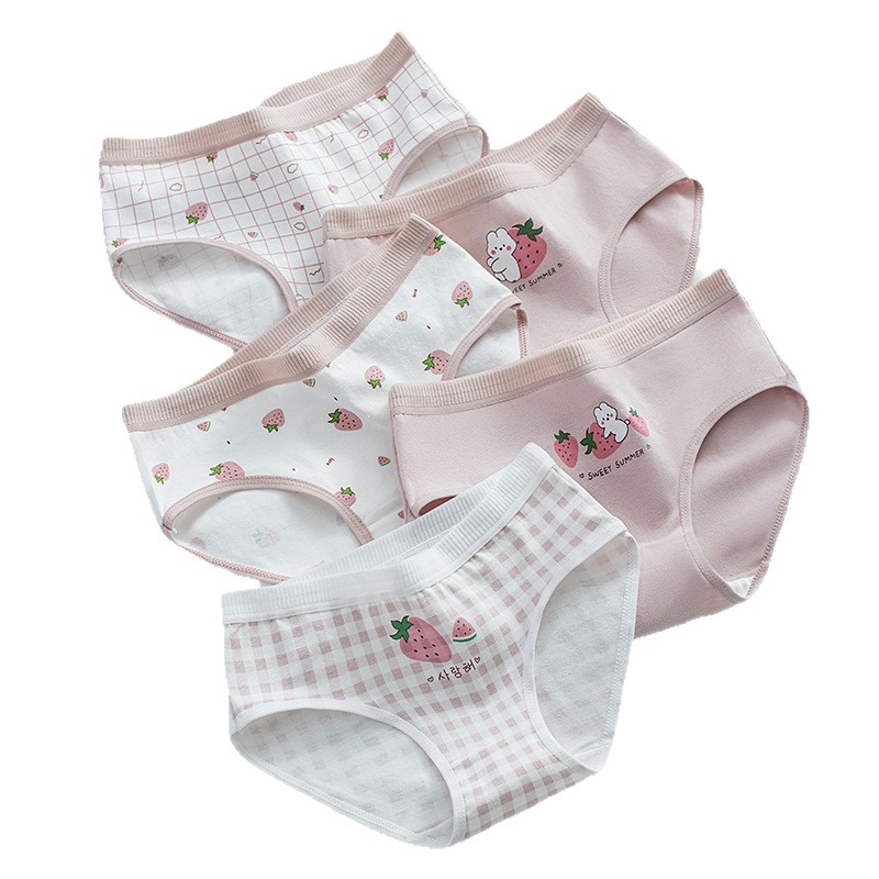Children's Underwear Female Pure Cotton Briefs Little Girl Baby Middle and Large Kidsren Korean Style Summer Thin Student Girls' Pants