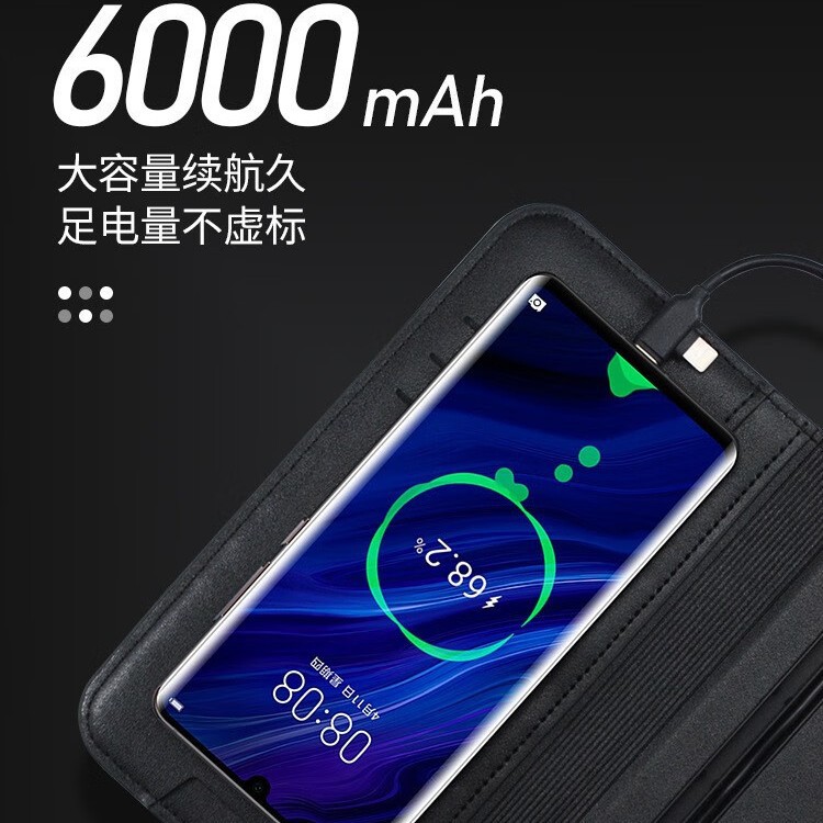 [Factory Direct Sales Cross-Border E-Commerce] Multifunctional Wireless Charging Wallet, 6000 Mah Power Bank, Storage