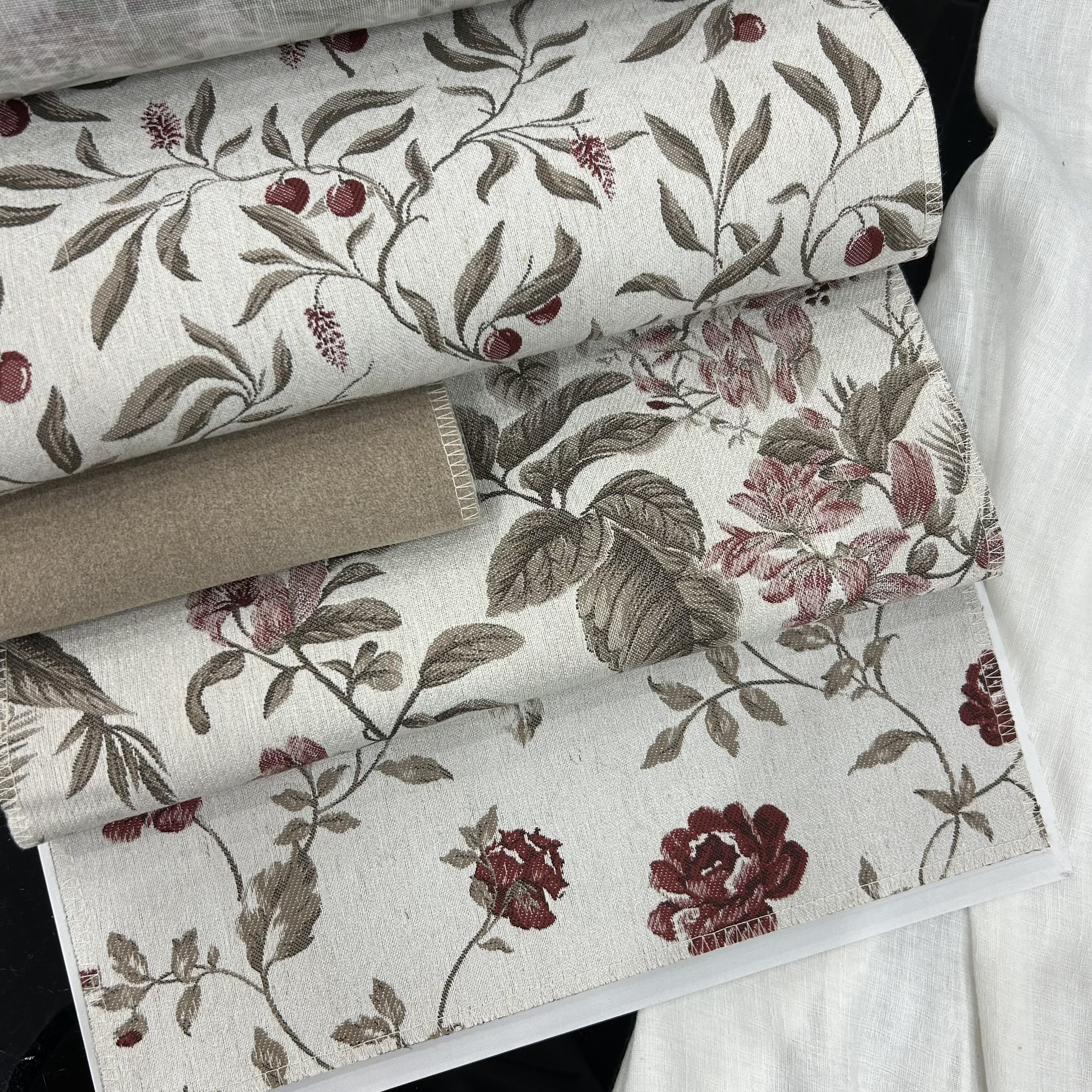Width 290cm Retro Small French Small American Floral Cloth Linen Texture Jacquard Curtain Cloth Pillow Cloth Soft Decoration Fabric