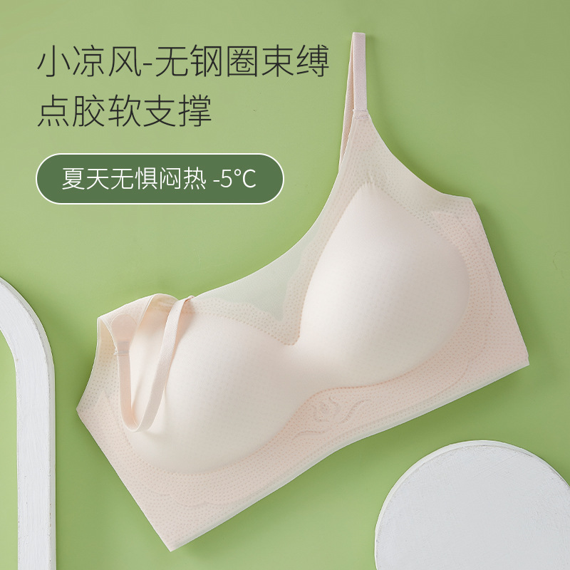 Summer Ultra-thin Ice Silk Traceless Underwear Large Chest Small Steel Ring Sexual Beauty Back Wrap Chest Soft Support Push-up Bra