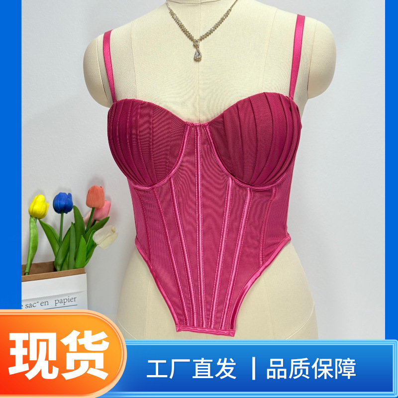 Кружевной топ-бралетт с косточками для женщин, приталенный, универсальный, асимметричный, с чашечками и плиссированной верхней частью