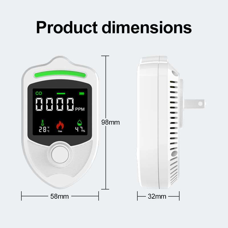 Gas Temperature and Humidity Co Four-In-One Wall Plug Detector Combustible Gas Leakage Carbon Monoxide Concentration Monitoring Instrument